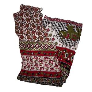 Earthbound Paisley Boho Pants Womens Sz‎ Small Lightweight Pullon Elastic